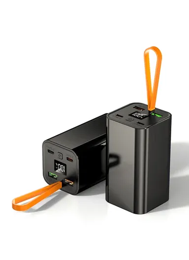 20000mAh 100W Slim Portable Super Fast Charging Power Bank Support Laptop Charging With 2 USB, 2 Type-C Ports, Digital Display &amp; lanyard PB3W100