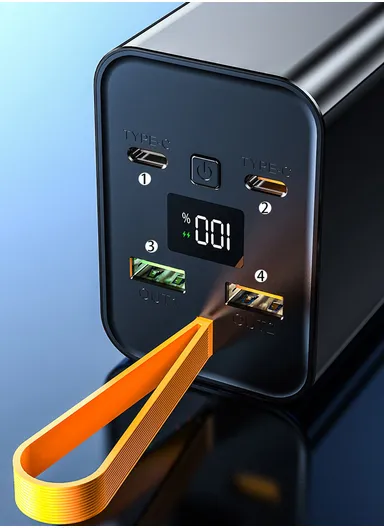 20000mAh 100W Slim Portable Super Fast Charging Power Bank Support Laptop Charging With 2 USB, 2 Type-C Ports, Digital Display &amp; lanyard PB3W100