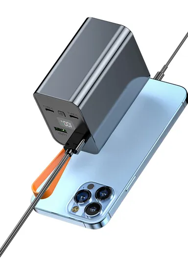 20000mAh 100W Slim Portable Super Fast Charging Power Bank Support Laptop Charging With 2 USB, 2 Type-C Ports, Digital Display &amp; lanyard PB3W100