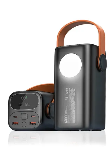 40000mAh 65W Portable Fast Charging Power Bank 2 Type-C &amp; 2 USB Ports Support Laptop Charging with 5 Modes of Lighting, Digital Display &amp; Leather Hanging Rope PB4W65