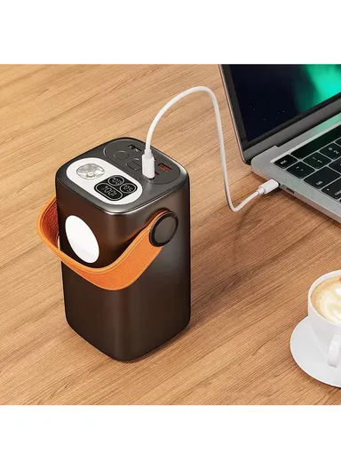 60000mAh 100W Portable Fast Charging Power Bank 2 Type-C &amp; 3 USB Ports Support Laptop Charging with 5 Modes of Lighting, Digital Display &amp; Leather Hanging Rope PB6W100