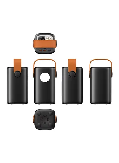 60000mAh 100W Portable Fast Charging Power Bank 2 Type-C &amp; 3 USB Ports Support Laptop Charging with 5 Modes of Lighting, Digital Display &amp; Leather Hanging Rope PB6W100