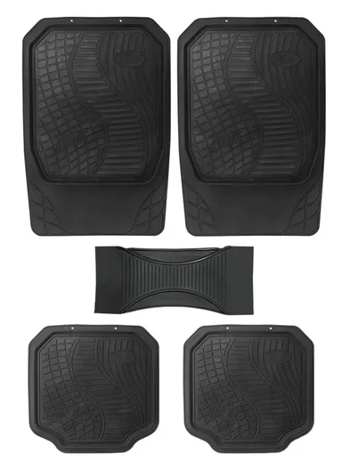 5-Pcs / Set Car Front+Rear Floor Mat, Anti-Slip Vehicle Interior Floor Mat, Washable Floor Mat - Black 