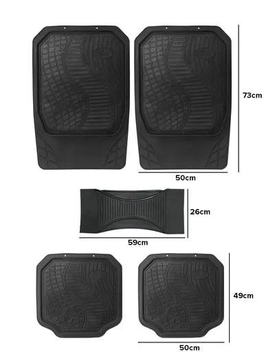5-Pcs / Set Car Front+Rear Floor Mat, Anti-Slip Vehicle Interior Floor Mat, Washable Floor Mat - Black 