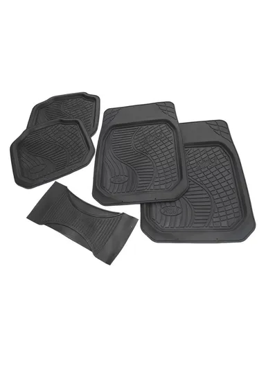 5-Pcs / Set Car Front+Rear Floor Mat, Anti-Slip Vehicle Interior Floor Mat, Washable Floor Mat - Black 