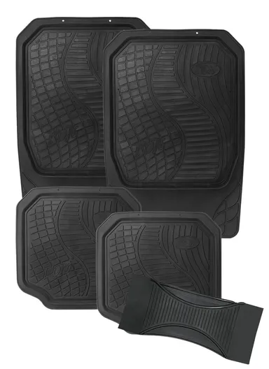 5-Pcs / Set Car Front+Rear Floor Mat, Anti-Slip Vehicle Interior Floor Mat, Washable Floor Mat - Black 