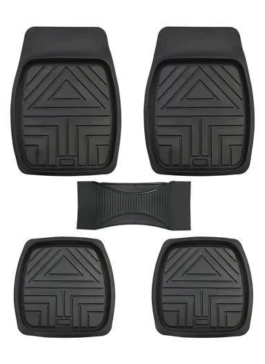5-Pcs / Set Car Front+Rear Floor Mat, Anti-Slip Vehicle Interior Floor Mat, Washable Floor Mat - Black 