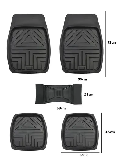 5-Pcs / Set Car Front+Rear Floor Mat, Anti-Slip Vehicle Interior Floor Mat, Washable Floor Mat - Black 
