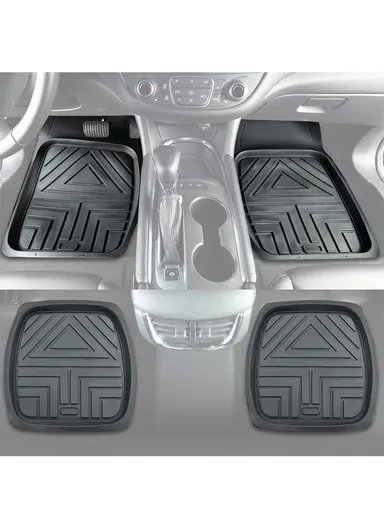 5-Pcs / Set Car Front+Rear Floor Mat, Anti-Slip Vehicle Interior Floor Mat, Washable Floor Mat - Black 