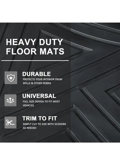 5-Pcs / Set Car Front+Rear Floor Mat, Anti-Slip Vehicle Interior Floor Mat, Washable Floor Mat - Black 