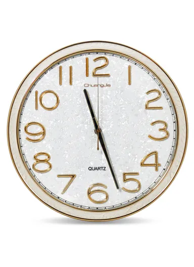 37cm Decorative Silent Round Wall Clock Non-Ticking Battery Operated For Home, Office - Off-White