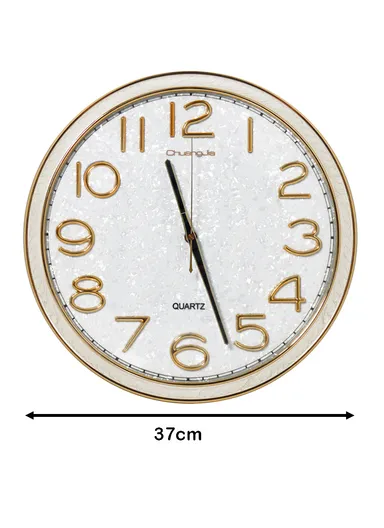 37cm Decorative Silent Round Wall Clock Non-Ticking Battery Operated For Home, Office - Off-White