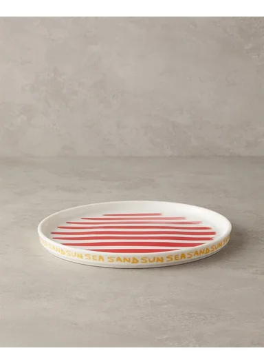 Jolly Lines Bone Porcelain Serving Plate 27 cm Red