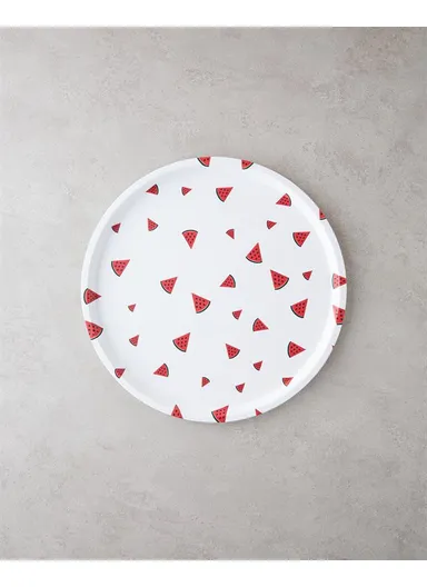 Watermellies Plastic Tray 36cm White - Red