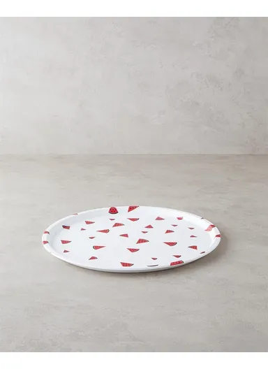 Watermellies Plastic Tray 36cm White - Red