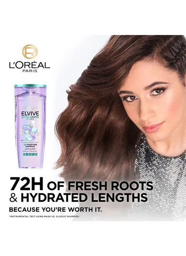 Elvive Hyaluron Pure Purifying Shampoo for Oily Roots And Dehydrated Length -600ml