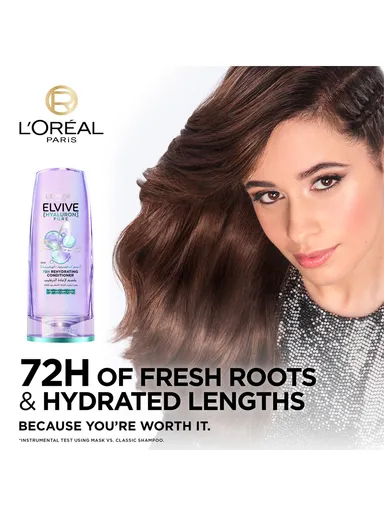 Elvive Hyaluron Pure 72h Rehydrating Conditioner for Oily Scalp &amp; Dehydrated Lengths -200ml
