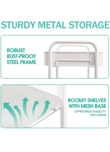 3-Layer Multi-Functional Rectangular Rolling Storage Cart Basket with 360° Rotatable Wheels Fruit &amp; Vegetable Storage Shelf (W45 x D30 x H76)cm