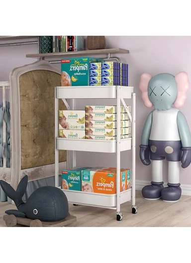 Wheeled Heavy-Duty Carbon Steel Trolley 75KG Capacity, Foldable &amp; Easy to Move - Black