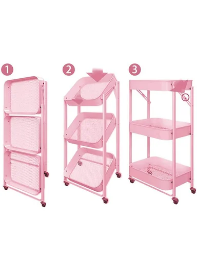 Wheeled Heavy-Duty Carbon Steel Trolley 75KG Capacity, Foldable &amp; Easy to Move - Black