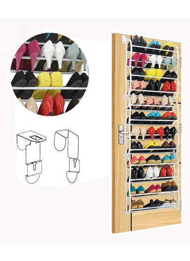 36 PAIR SHOES 12-Layer Over Door Hanging Shoe Holder Iron Shoe Storage Rack 8030 (D20 x W50 x H183)cm