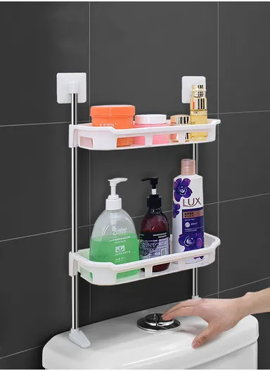 2-Layer Over-Toilet Storage Rack, Compact Design (W30 x D14 x H58)cm 8818 - White