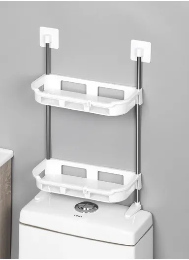 2-Layer Over-Toilet Storage Rack, Compact Design (W30 x D14 x H58)cm 8818 - White