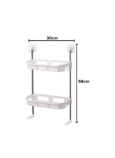 2-Layer Over-Toilet Storage Rack, Compact Design (W30 x D14 x H58)cm 8818 - White