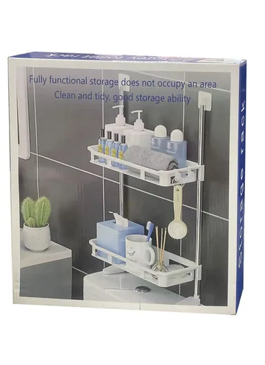 2-Layer Over-Toilet Storage Rack, Compact Design (W30 x D14 x H58)cm 8818 - White