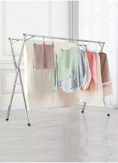 2-Bar Extendable X-Shape Clothes Airer (1.3M–2M) – Foldable Stainless Steel Drying Rack for Indoor &amp; Outdoor Use