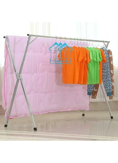 2-Bar Extendable X-Shape Clothes Airer (1.3M–2M) – Foldable Stainless Steel Drying Rack for Indoor &amp; Outdoor Use