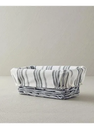 Coastal Wicker Bread Basket 26x13 cm Gray