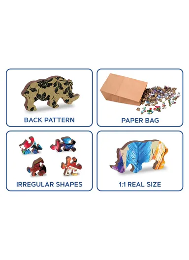 Wooden Double-Sided Puzzle, 250 Unique Pieces for Endless Fun Large - Mystic Fox 