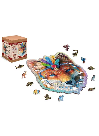 Wooden Double-Sided Puzzle, 250 Unique Pieces for Endless Fun Large - Mystic Fox 