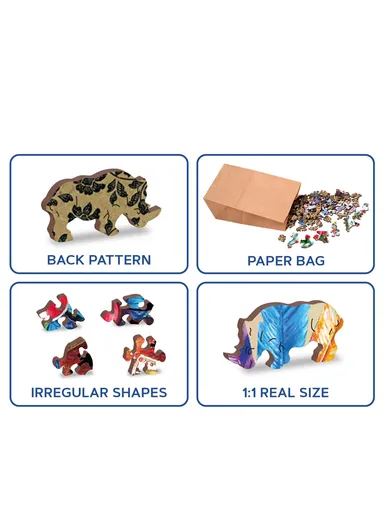 Wooden Double-Sided Puzzle, 150 Unique Pieces for Engaging Challenges, Medium- Mystic Fox 