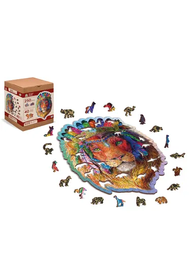 Wooden Double-Sided Puzzle, 250 Unique Pieces for Endless Fun, Large - Mystic Lion