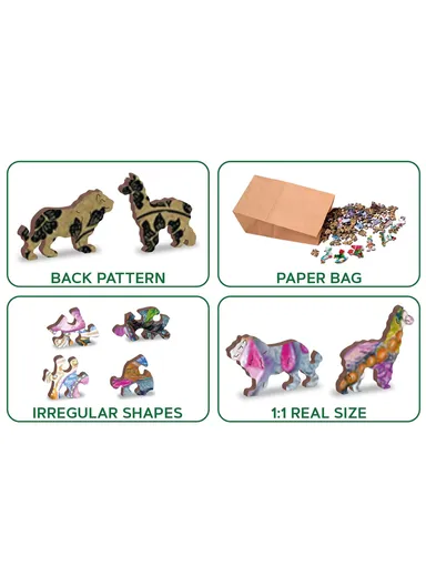 Wooden Double-Sided Puzzle, 505 Unique Pieces for a Challenging Adventure