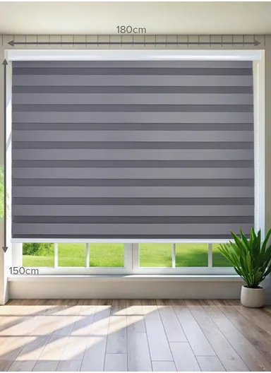 180x150cm Crease-Free Waterproof Full Blackout Polyester Fabric Roller Curtain - Dark Grey