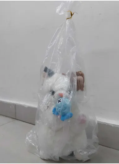 Soft Toy Repeater Cat Movements 2 Types with Fish (W13 x D13 x H24)cm - White Brown