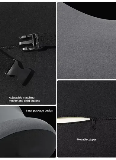 2-Pcs Universal Memory Foam Lumbar Support ＆ Headrest Pillow, Neck + Waist Pillow Set, Comfortable Lumbar Support Car Cushion, Headrest Neck Pillow, Car Back Support, Headrest Back Pillow - Black