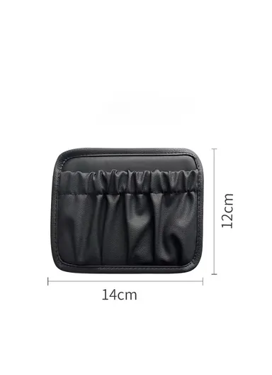 Multi-Functional Leather Car Storage Bag, Durable Car Organizer, Dashboard Storage Bag, Back Seat Bag (W14x H12)cm - Black