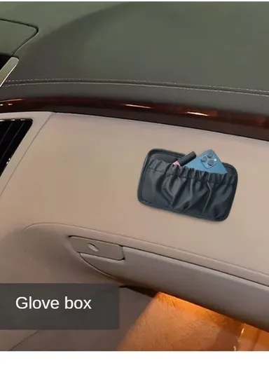 Multi-Functional Leather Car Storage Bag, Durable Car Organizer, Dashboard Storage Bag, Back Seat Bag (W14x H12)cm - Beige