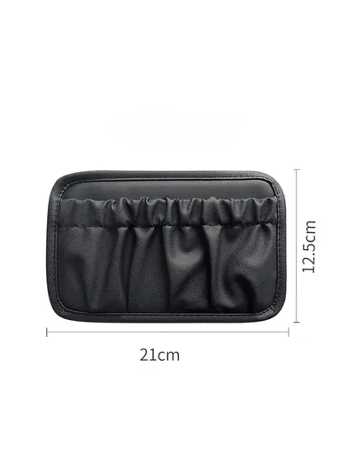 Multi-Functional Leather Car Storage Bag, Durable Car Organizer, Dashboard Storage Bag, Back Seat Bag (W21x H12.5)cm - Black