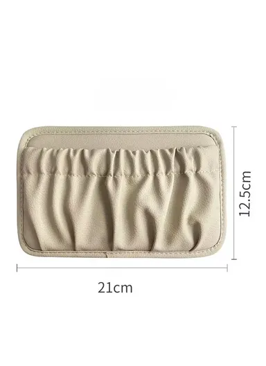 Multi-Functional Leather Car Storage Bag, Durable Car Organizer, Dashboard Storage Bag, Back Seat Bag (W21x H12.5)cm - Beige