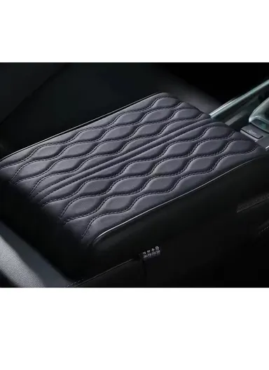 Memory Foam Car Seat Box Protector, Waterproof Car Center Console Armrest Mat, Leather Car Armrest Pad, Vehicle Armrest Box Cover, Leather Car Armrest Cover Protector (L30 x W20 x T5)cm - Black