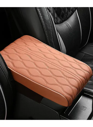 Memory Foam Car Seat Box Protector, Waterproof Car Center Console Armrest Mat, Leather Car Armrest Pad, Vehicle Armrest Box Cover, Leather Car Armrest Cover Protector (L30 x W20 x T5)cm - Brown