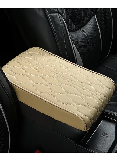 Memory Foam Car Seat Box Protector, Waterproof Car Center Console Armrest Mat, Leather Car Armrest Pad, Vehicle Armrest Box Cover, Leather Car Armrest Cover Protector (L30 x W20 x T5)cm - Yellow