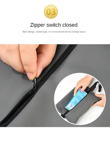 Universal Leather Car Tissue Box, Storage Holder Tissue Box, Adjustable Dispenser Tissue Box (L24 x W18)cm - Orange