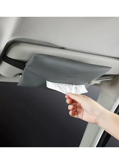 Universal Leather Car Tissue Box, Storage Holder Tissue Box, Adjustable Dispenser Tissue Box (L24 x W18)cm - Orange