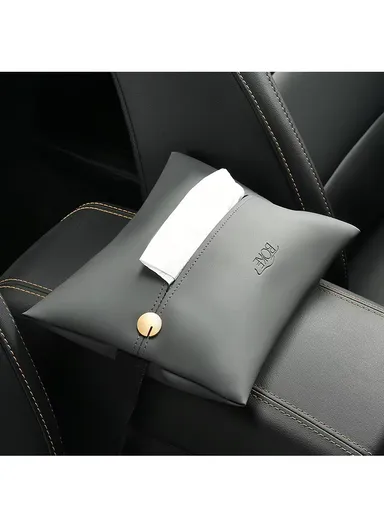 Universal Leather Car Tissue Box, Storage Holder Tissue Box, Adjustable Dispenser Tissue Box (L24 x W18)cm - Orange